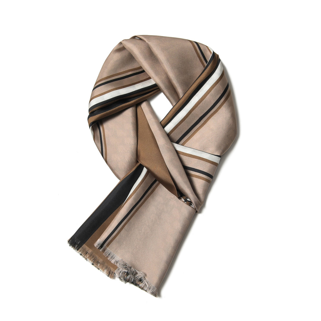 Luxurious Men's Silk Twill Scarf -Greenish BrownSusanSilkoblong_scarf_for_men