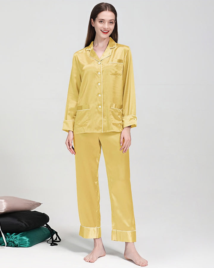 22 Momme Lapel Collar Silk Pajamas Set