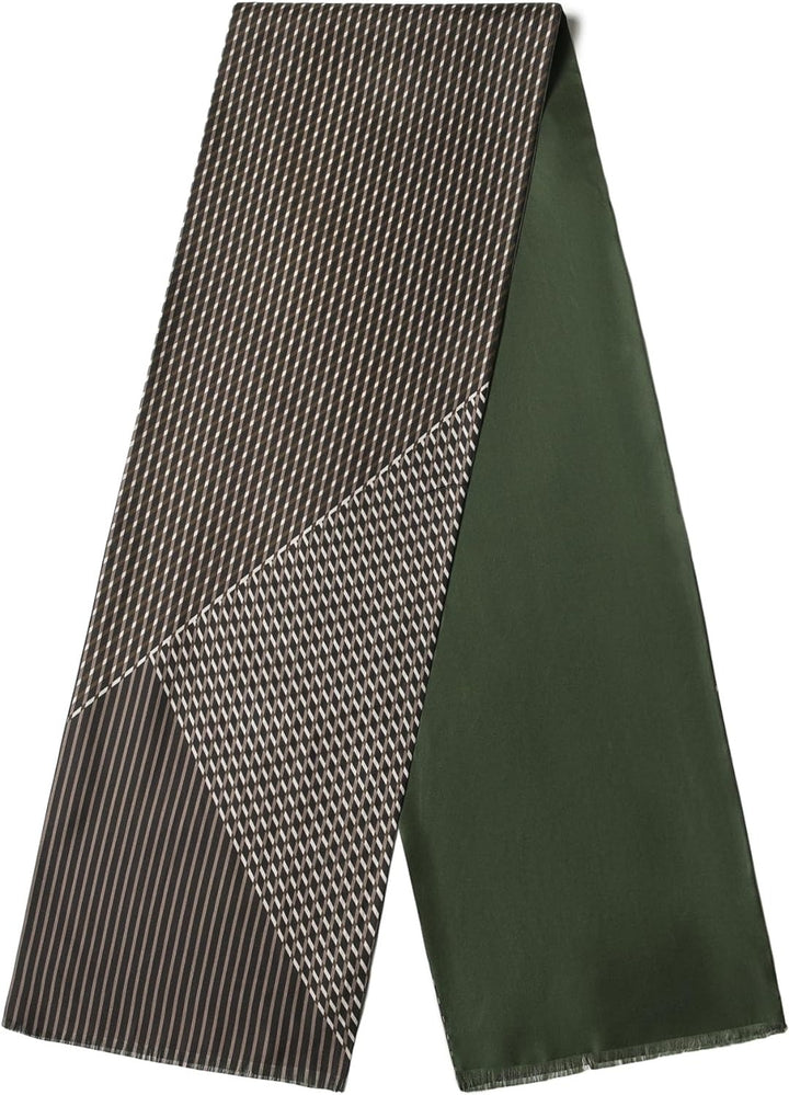 Luxurious Men's Silk Twill Scarf - Green