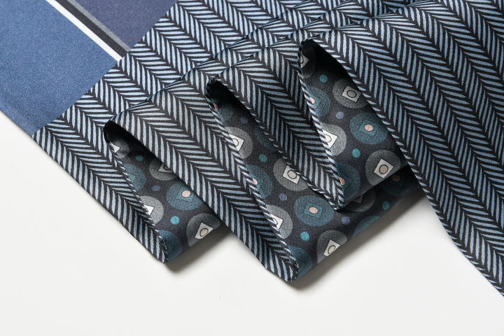 Men's Silk Twill Scarf -Striped Puzzle Series