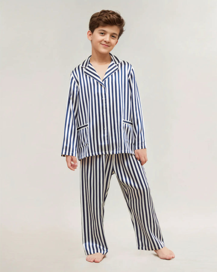 19 Momme Children's Silk Striped Pajama Set