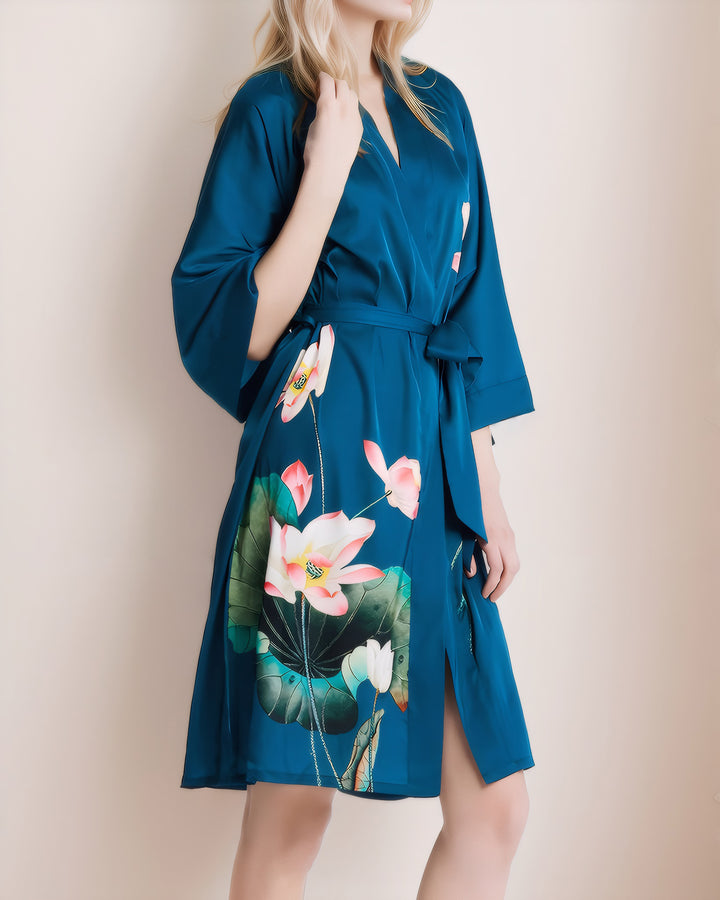 Lotus Style Short Silk Kimono