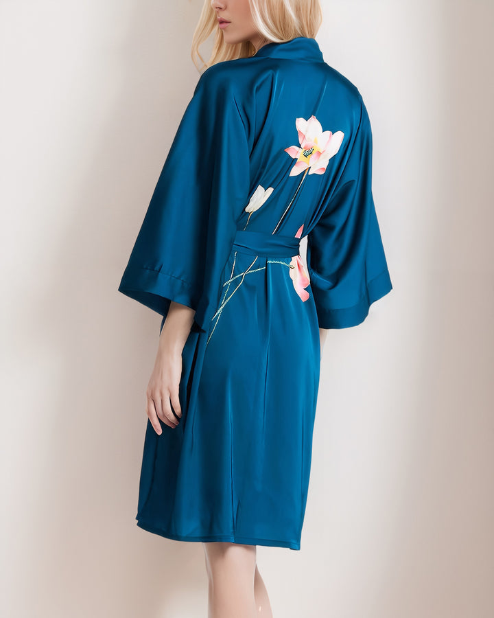 Lotus Style Short Silk Kimono