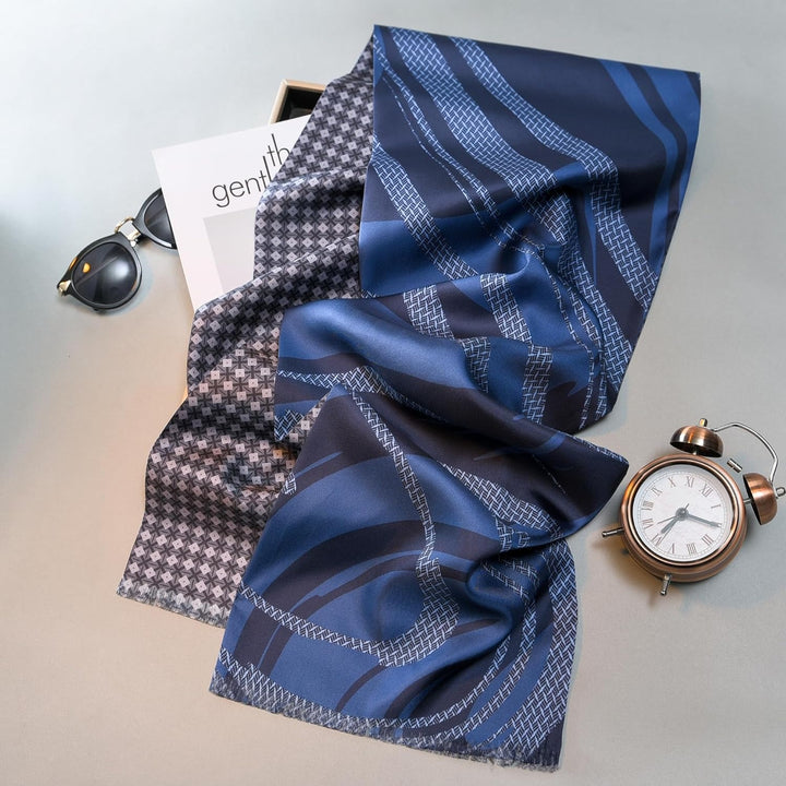 Luxurious Men's Silk Twill Scarf- Dreamy Blue