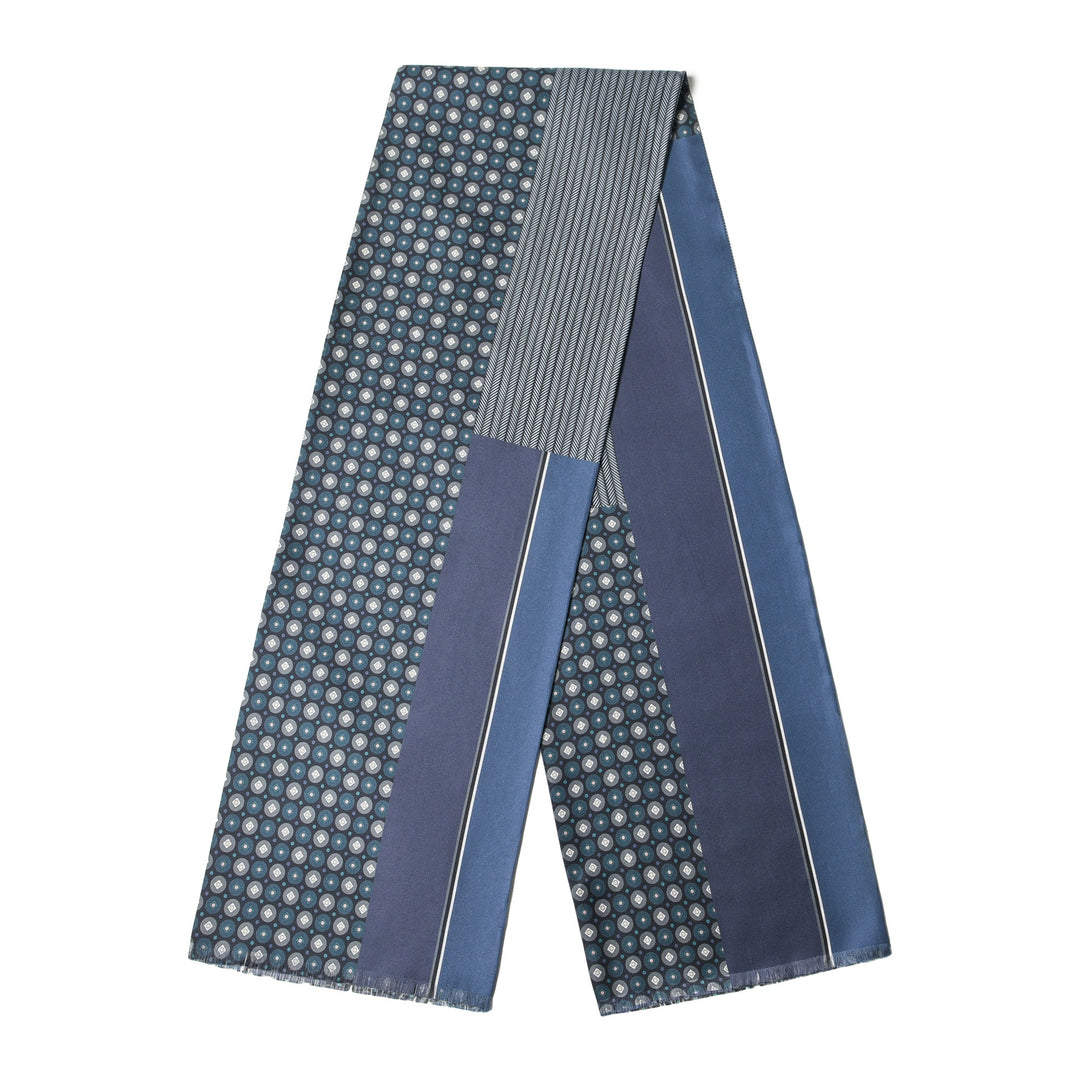 Men's Silk Twill Scarf -Striped Puzzle Series