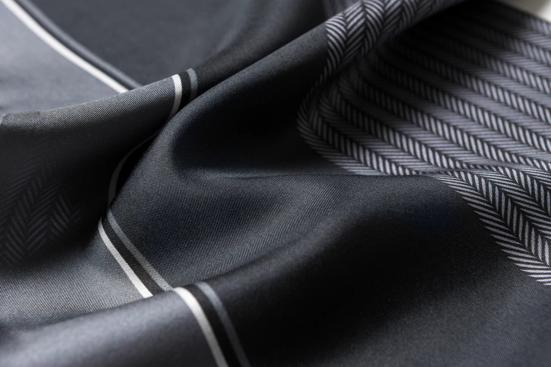 Luxurious Men's Silk Twill Scarf -Classic Black