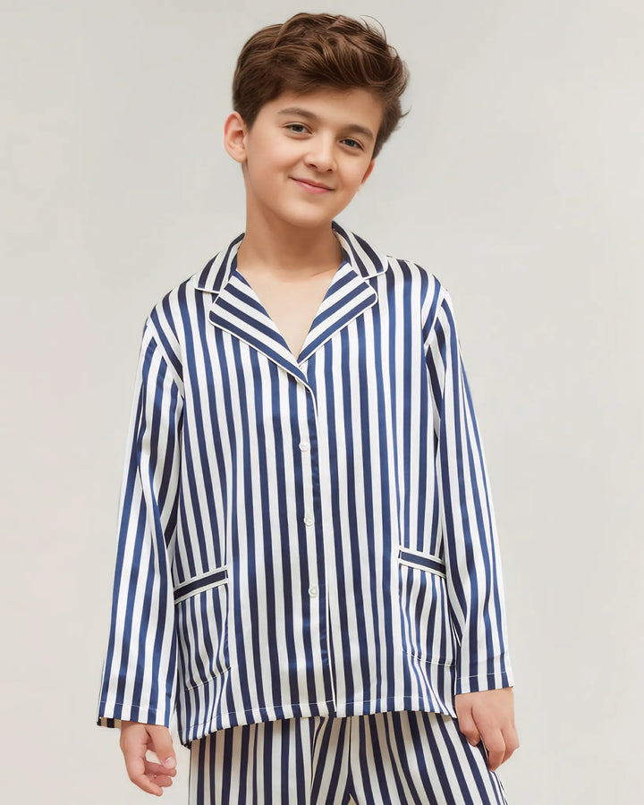 19 Momme Children's Silk Striped Pajama Set