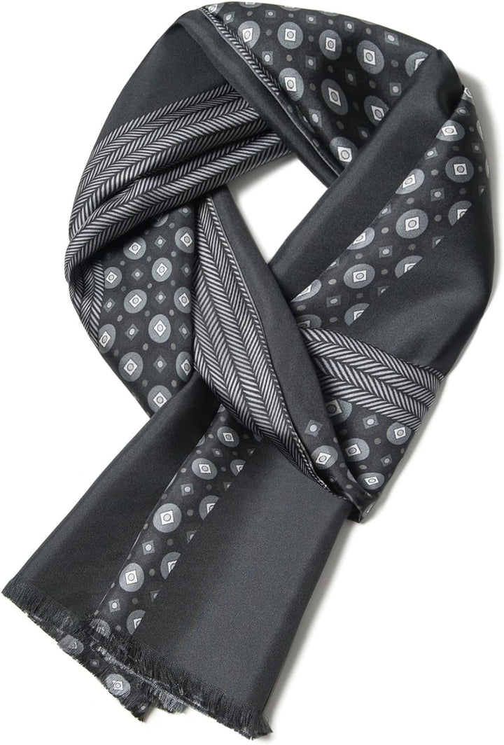 Luxurious Men's Silk Twill Scarf -Classic Black