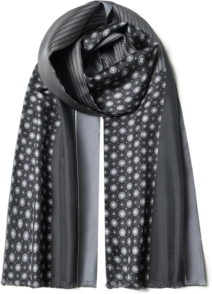 Luxurious Men's Silk Twill Scarf -Classic Black