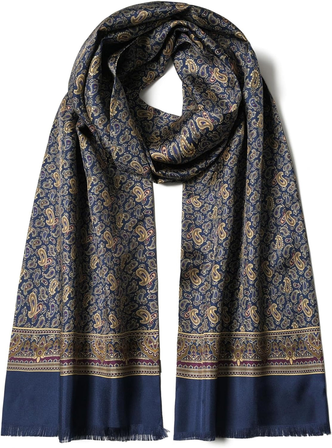 Paisley Men's Silk Twill Scarf -Navy