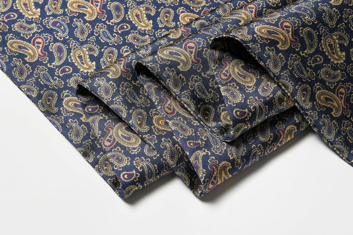 Paisley Men's Silk Twill Scarf -Navy