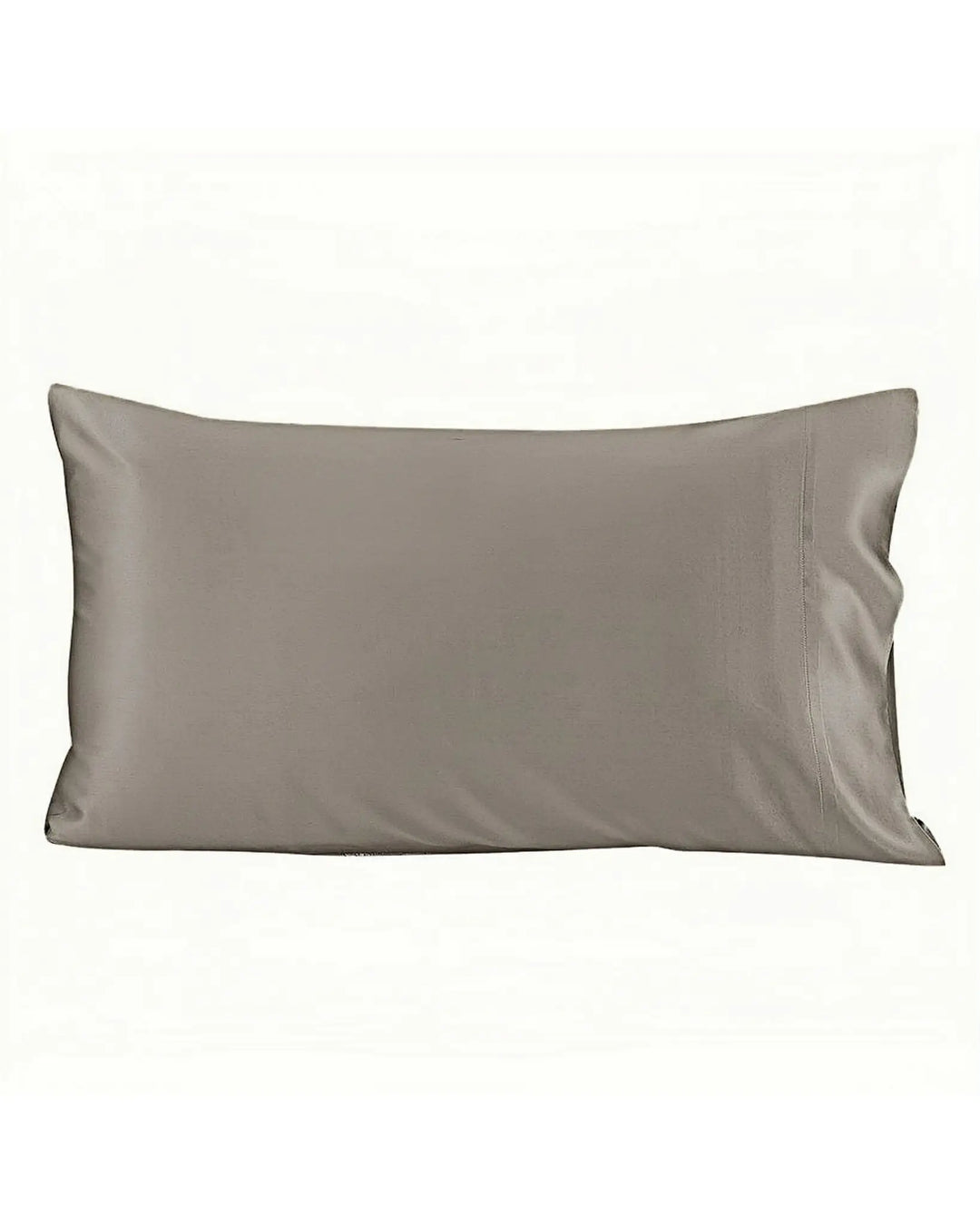 A rectangular pillow in gray featuring a smooth, 22 Momme Silk Pillowcase Envelope by SusanSilk, set against a white background.