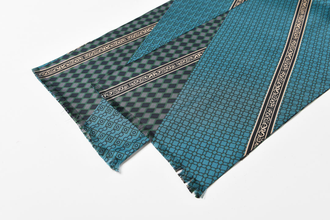 Men's Silk Twill Scarf -Chroma Geometric Trio