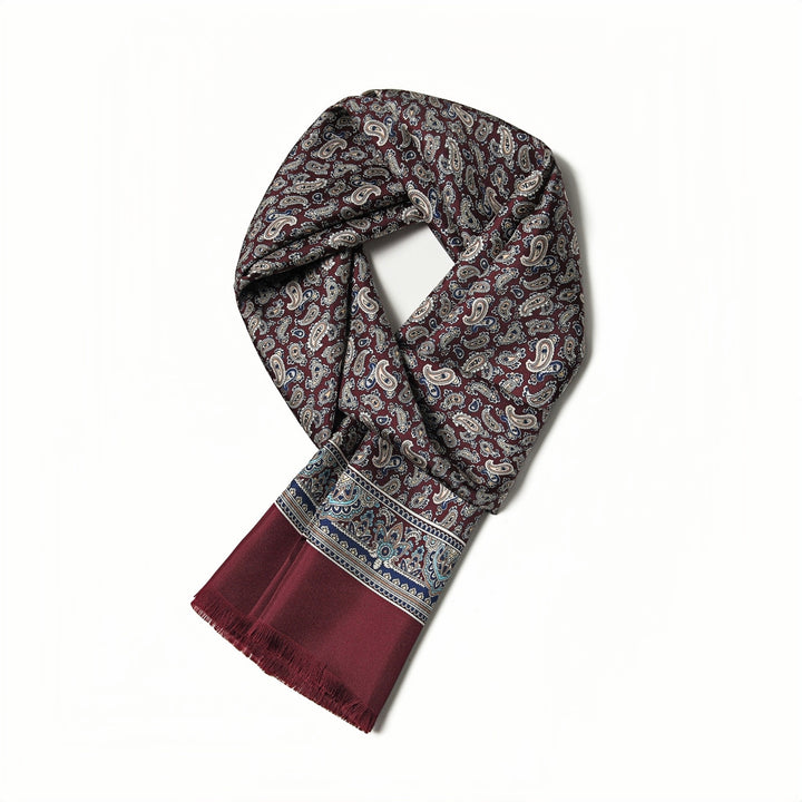 Paisley Men's Silk Twill Scarf -NavySusanSilkoblong_scarf_for_men