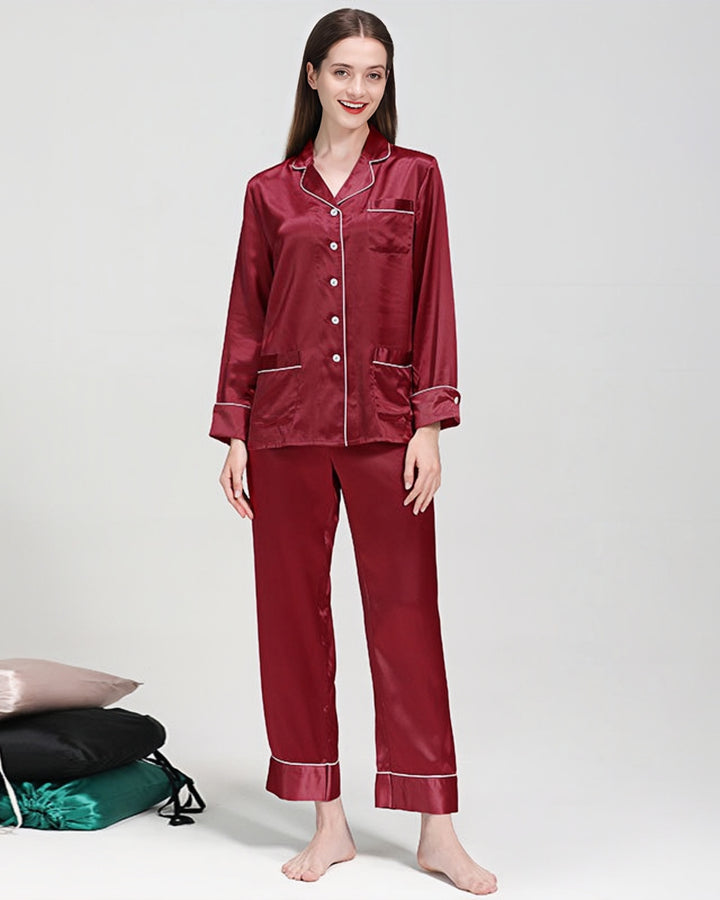 22 Momme Lapel Collar Silk Pajamas Set