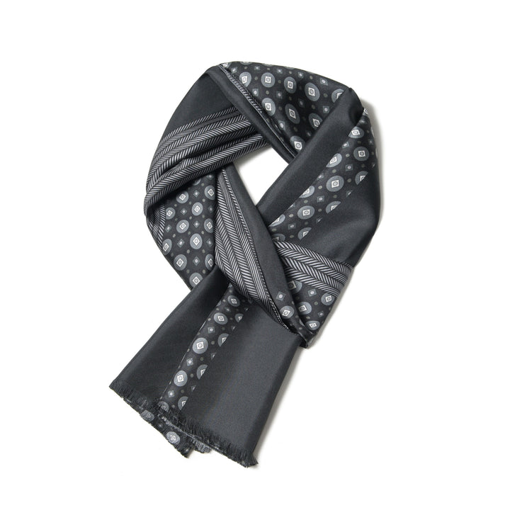 Men's Silk Twill Scarf -Striped Puzzle Series