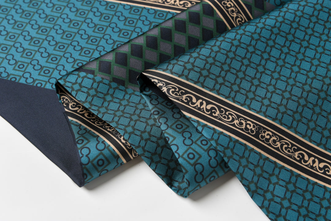 Men's Silk Twill Scarf -Chroma Geometric Trio