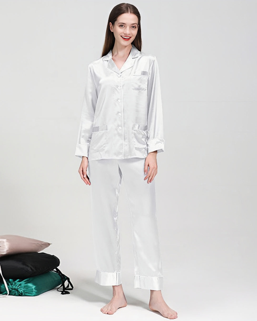 22 Momme Lapel Collar Silk Pajamas Set