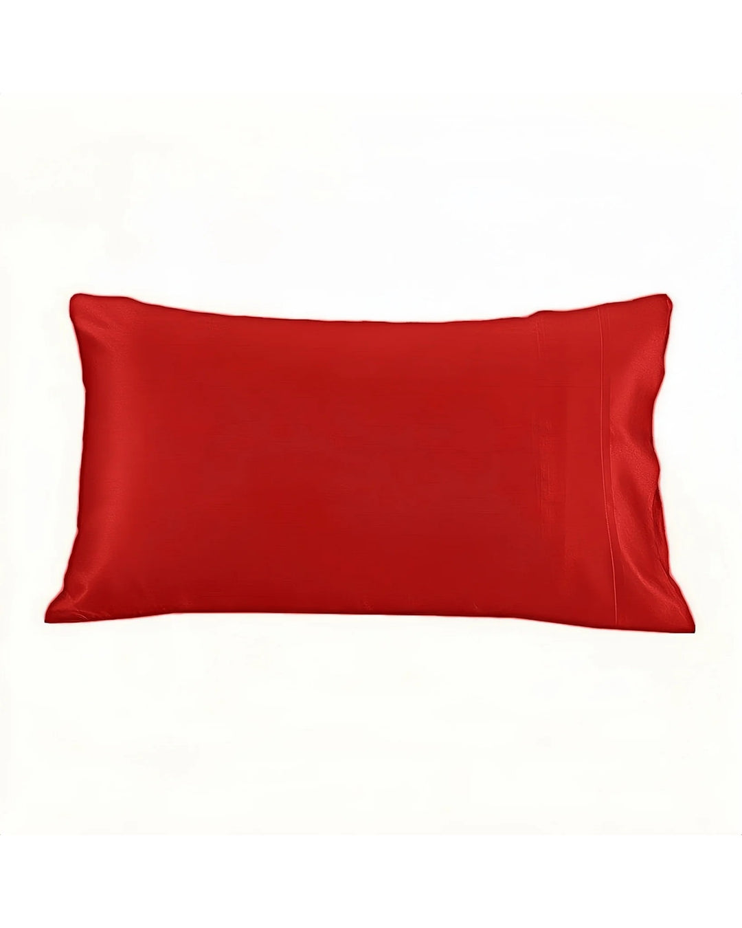 SusanSilk's New Arrival 22 Momme Silk Pillowcase Envelope, a rectangular red silk pillowcase with a smooth texture, displayed against an off-white background.