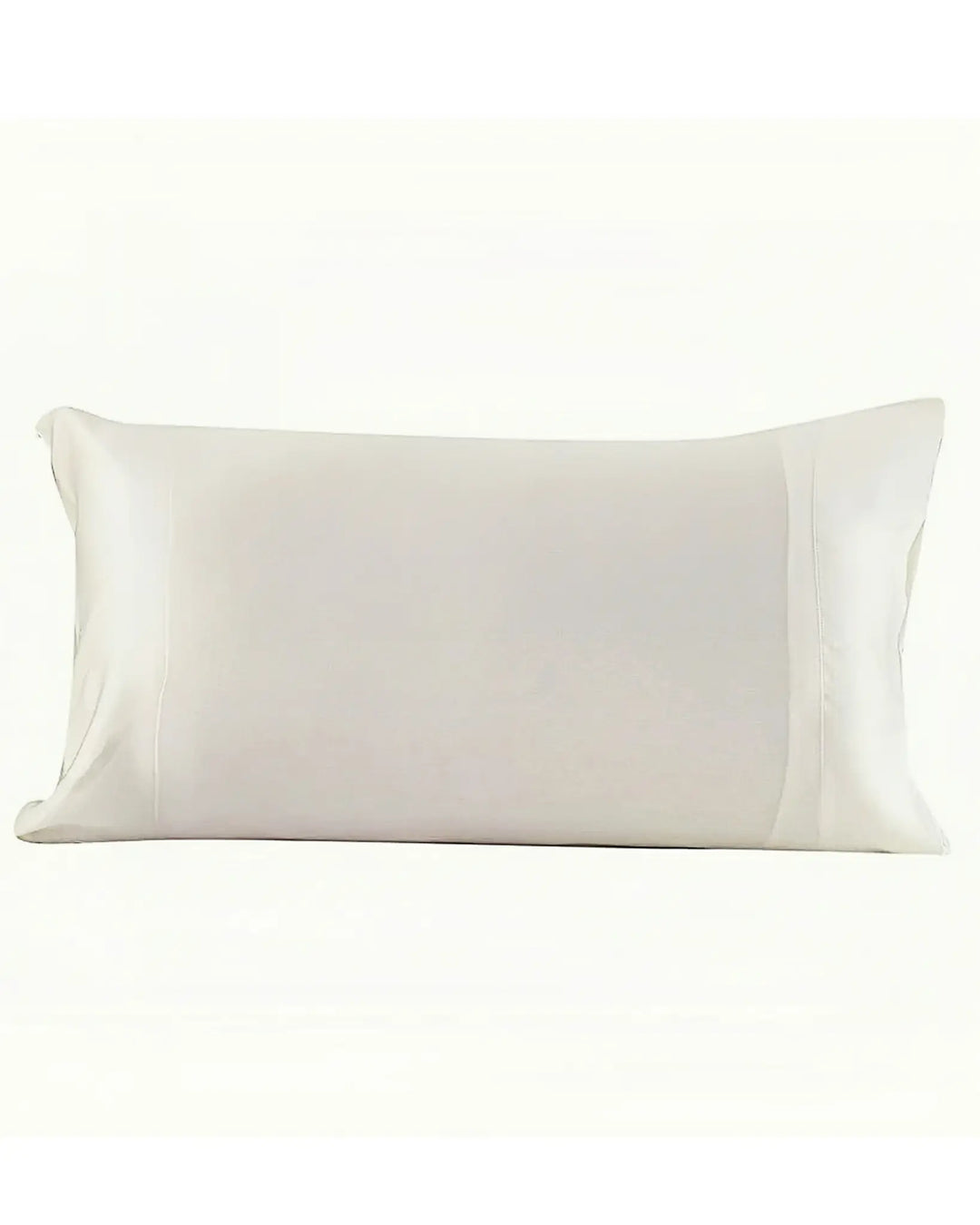 A single off-white rectangular pillow encased in the smooth, luxurious New Arrival 22 Momme Silk Pillowcase Envelope by SusanSilk is displayed against a white background.