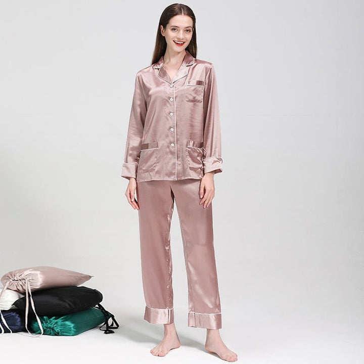 22 Momme Lapel Collar Silk Pajamas Set