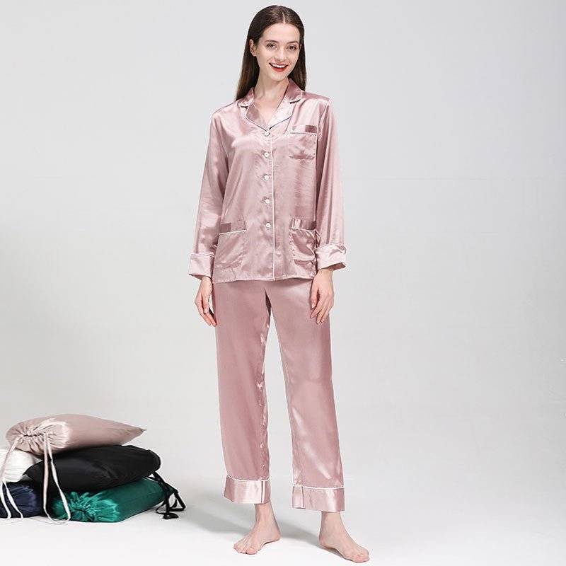 22 Momme Lapel Collar Silk Pajamas Set