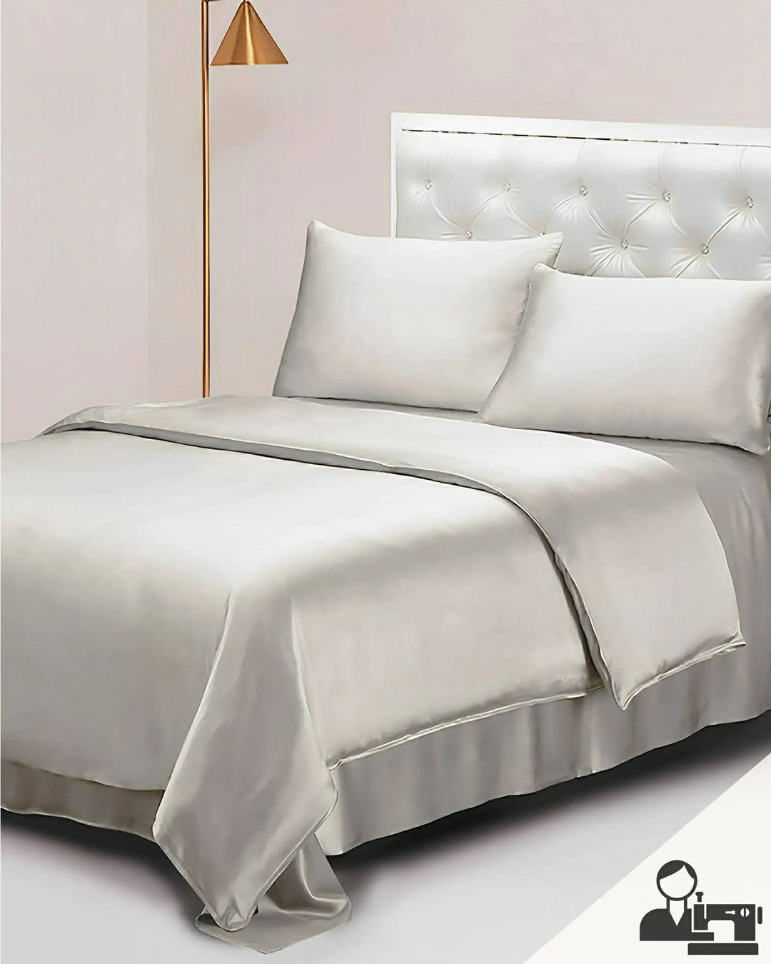 Assorted SusanSilk bedding set finish sample in Personalized Bedding Sets (Chat with us), and and a sewing machine logo indicates that it is a customization bedding service link.