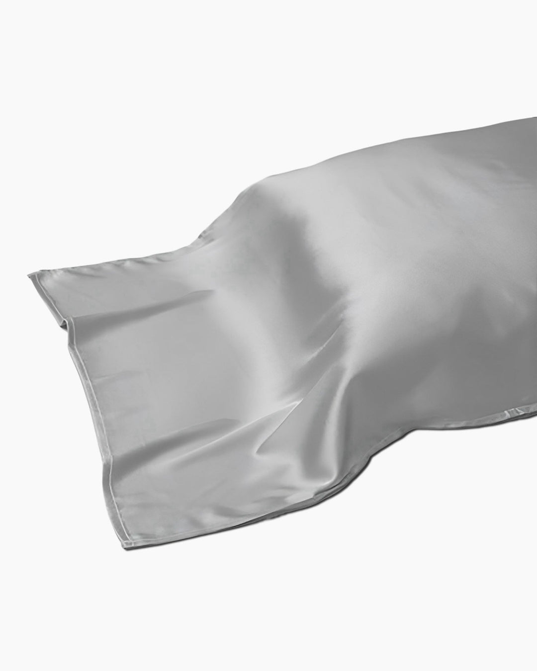 A gray 19 Momme Colorful Silk Pillow Cover from SusanSilk lies flat on a white background.