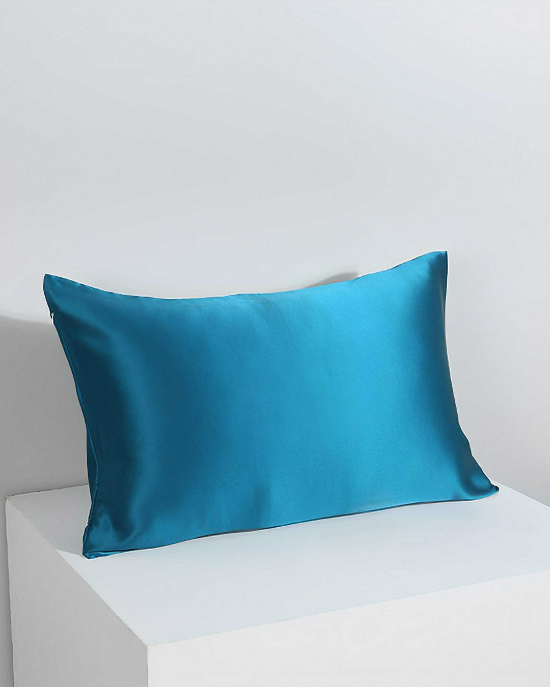 A 19 Momme Silk Pillowcase Zipper from SusanSilk is displayed on a white platform against a light gray background.