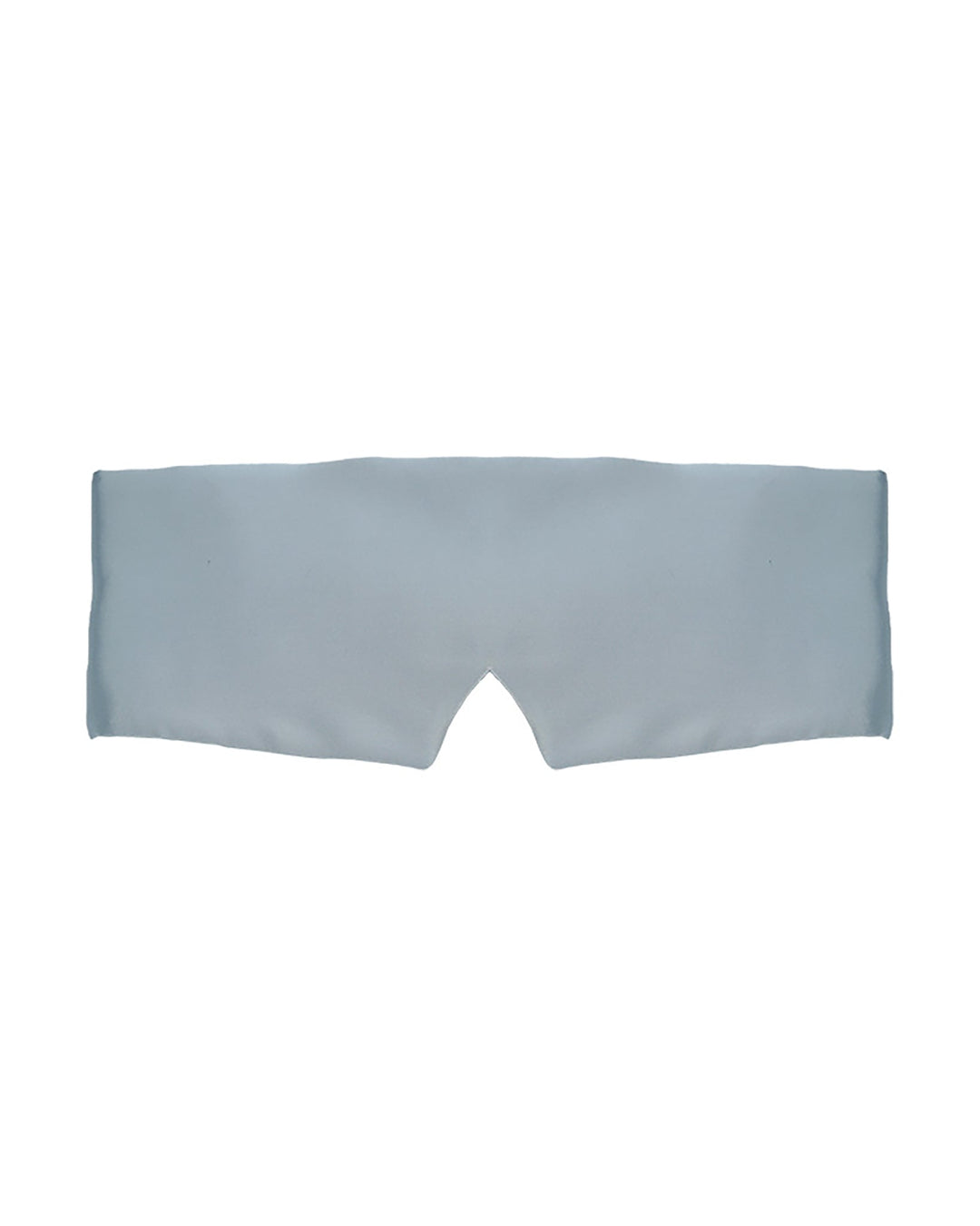 The Large One Piece Silk Eye Mask by SusanSilk is a light blue sleep mask with a notch for the nose section, designed to cover the eyes and effectively block out light.