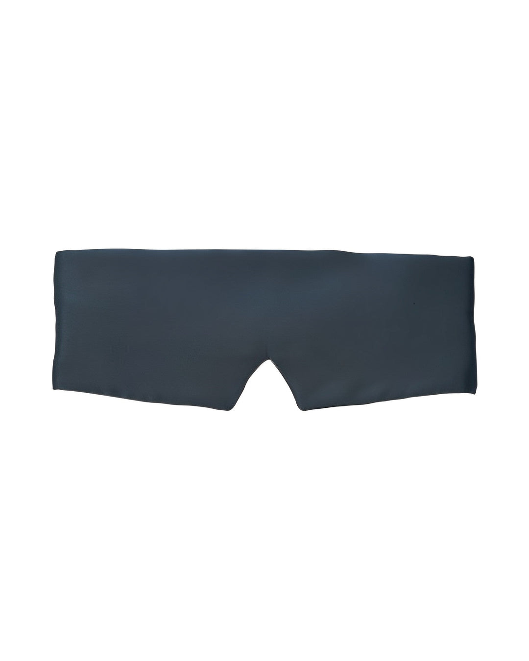 A Large One Piece Silk Eye Mask by SusanSilk in black, featuring a rectangular design with a cutout for the nose, lying flat against a white background.