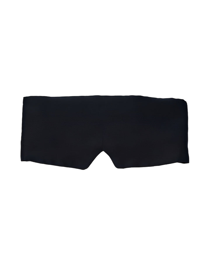 A black, rectangular SusanSilk Large One Piece Silk Eye Mask with a single nose notch in the center.