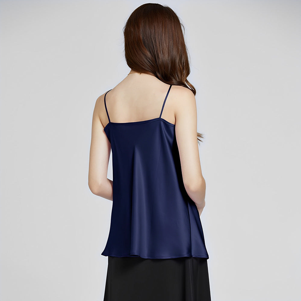 19 Momme Simple Silk Camisole Reiki Pleated Style - SusanSilk