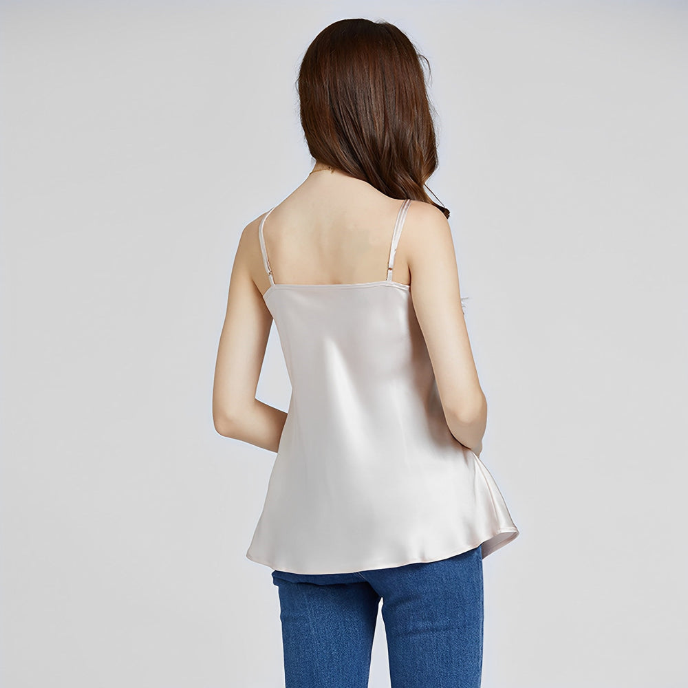 19 Momme Simple Silk Camisole Round Neck - SusanSilk