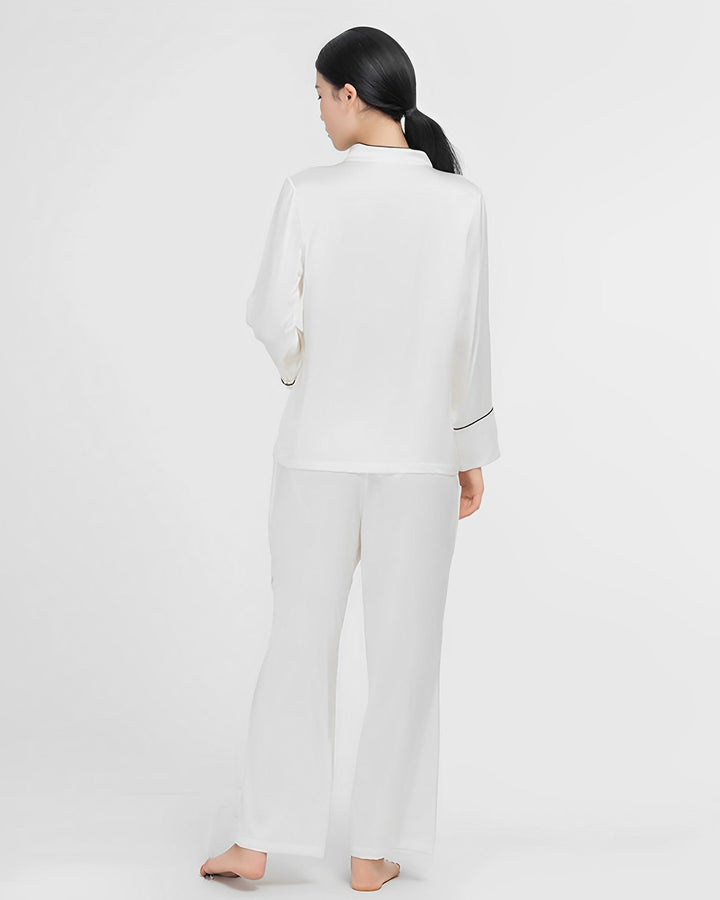 19 Momme Standing Collar Long Sleeve Suit - SusanSilk
