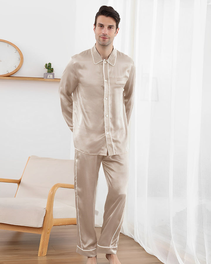 22 Momme Eton Collar Mulberry Silk Pajamas Set - SusanSilk