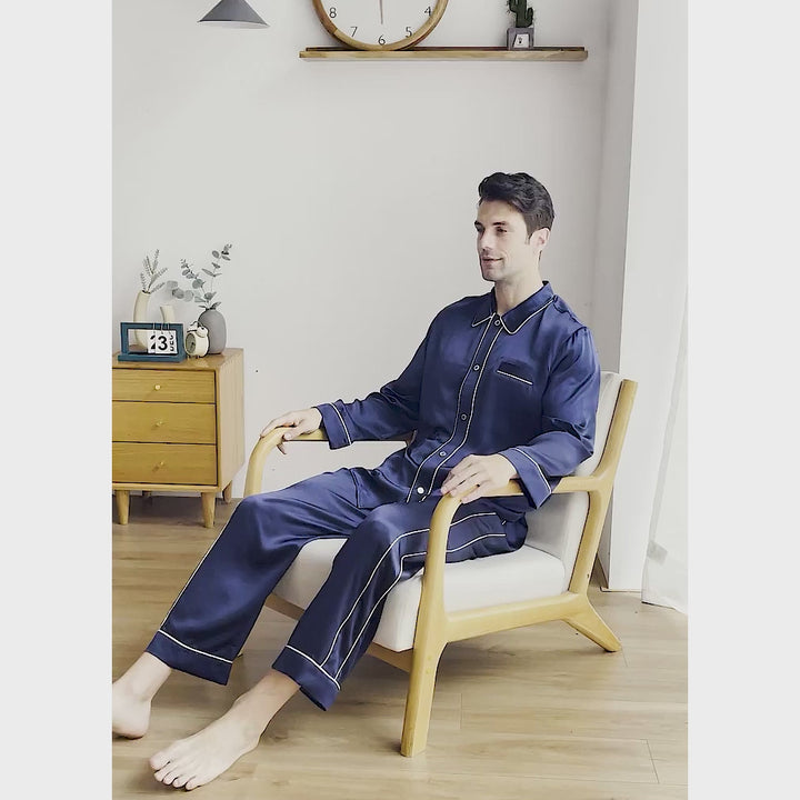 Eton Collar Mulberry Silk Pajamas Set