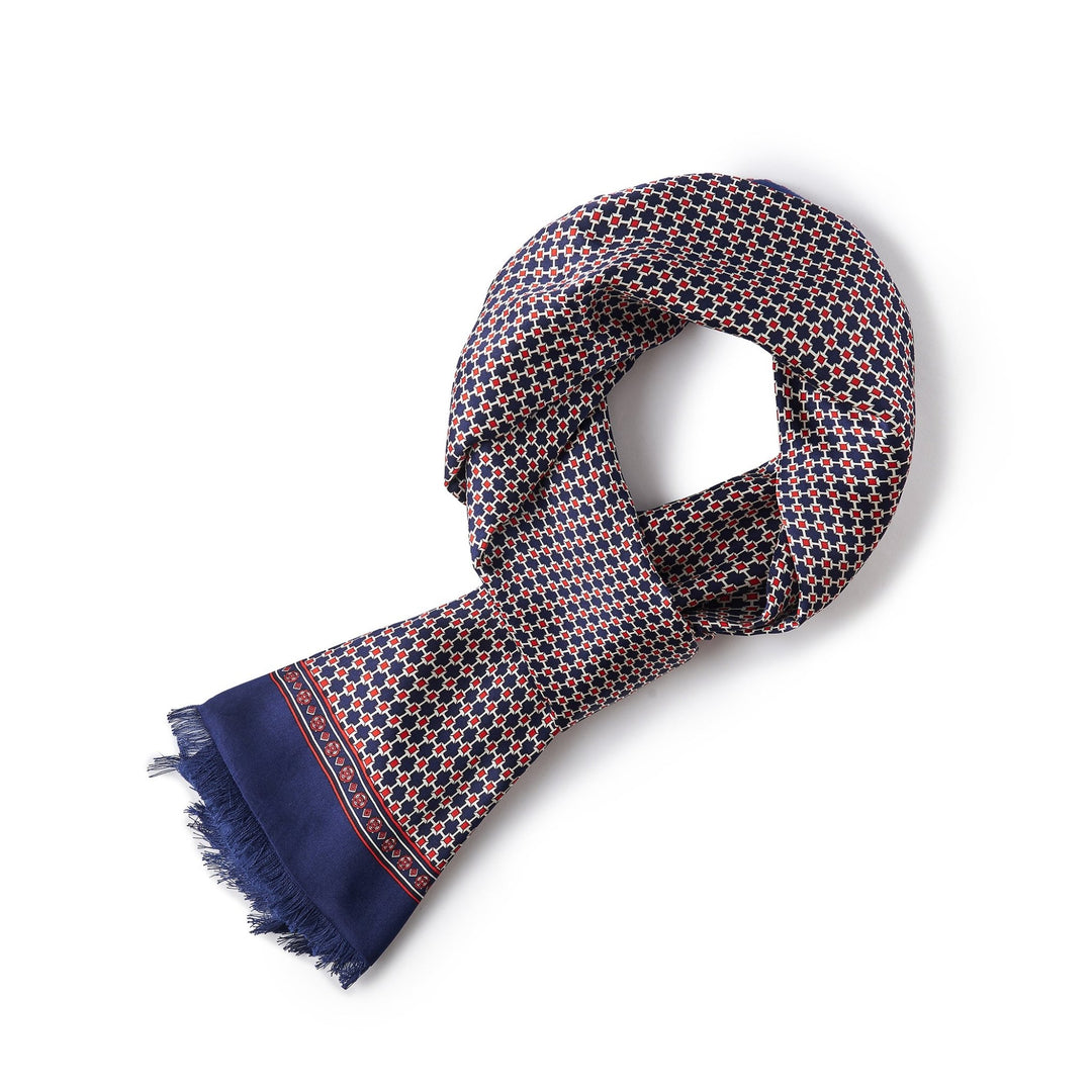 Cross Pattern Long Silk Brushed Scarf - SusanSilk