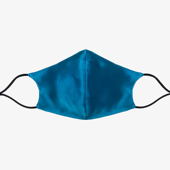 A Double Layer Silk Face Mask with Nose Wire from SusanSilk, featuring black ear loops, is displayed against a plain white background.