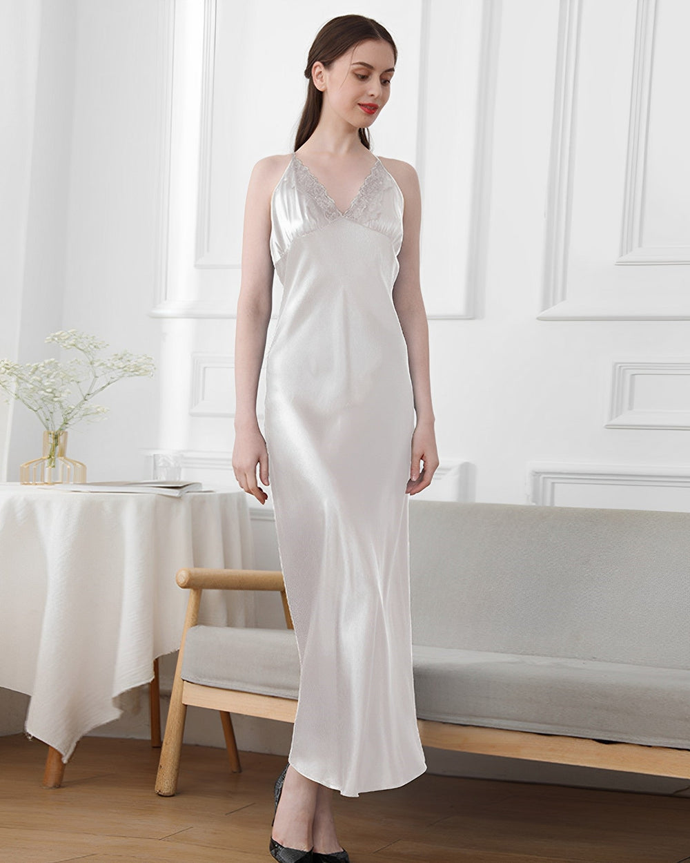 Lace Edge Silk Sling Dress For Women - SusanSilk