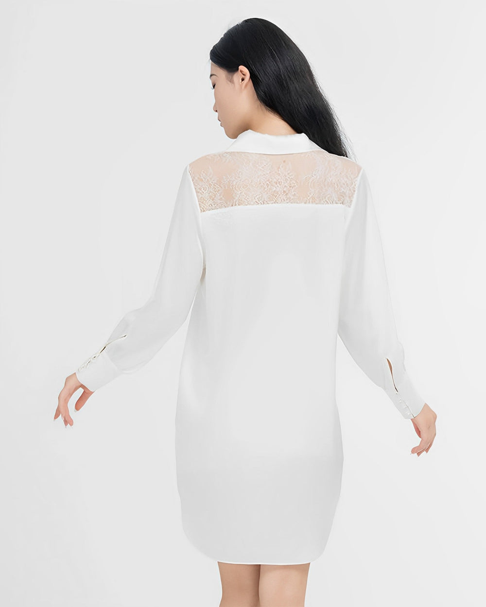 Long Sleeved Premium Lace Shirtdress - SusanSilk