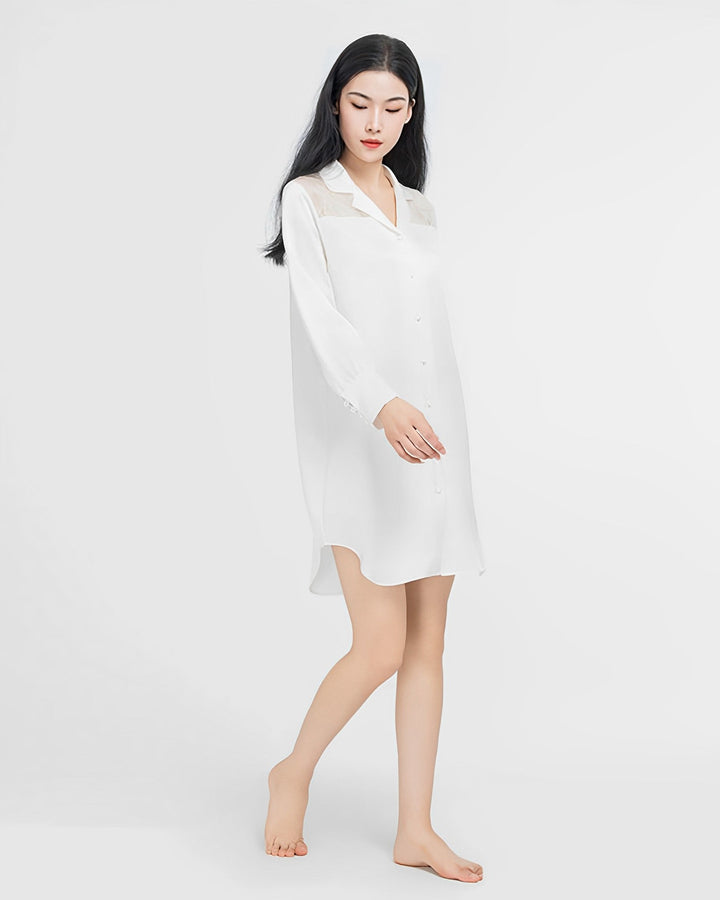 Long Sleeved Premium Lace Shirtdress - SusanSilk