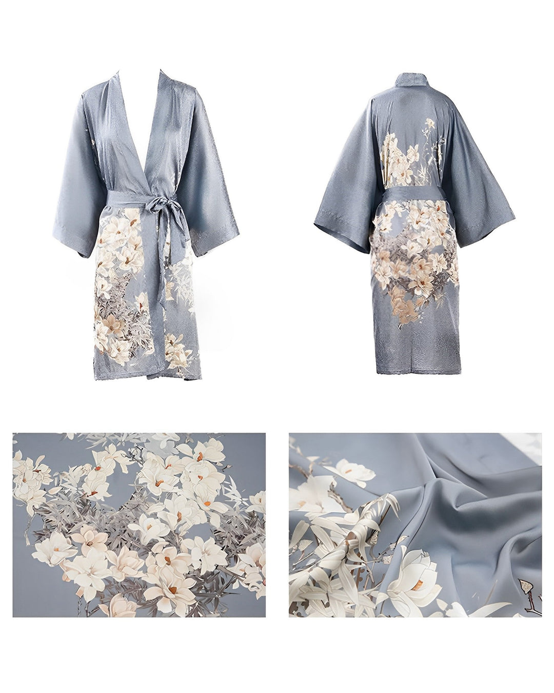 Silver Grey Silk Kimono - SusanSilk
